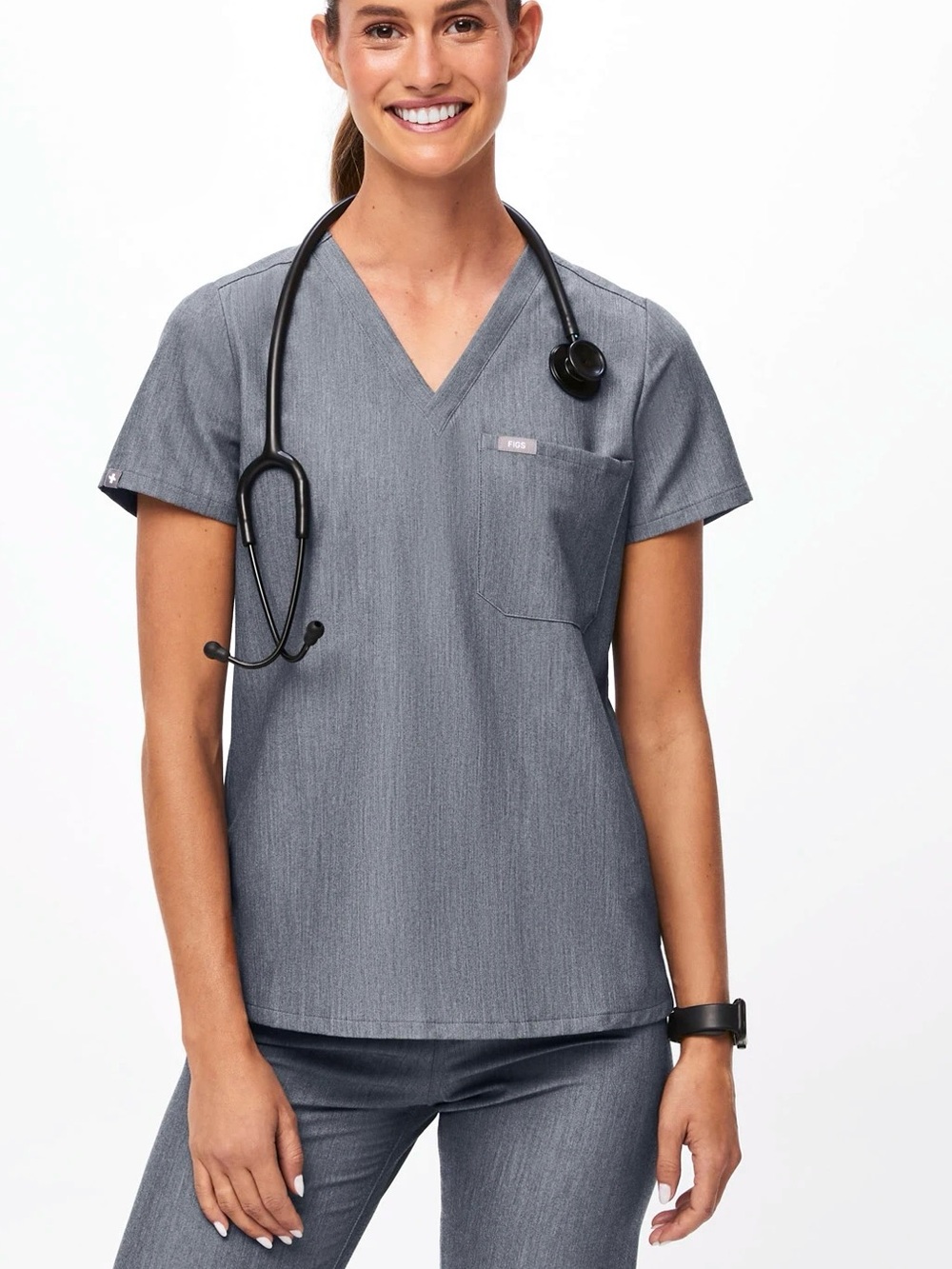 FIGS Technical Collection Catarina One-Pocket Scrub Top Graphite Gray XXS FW1000